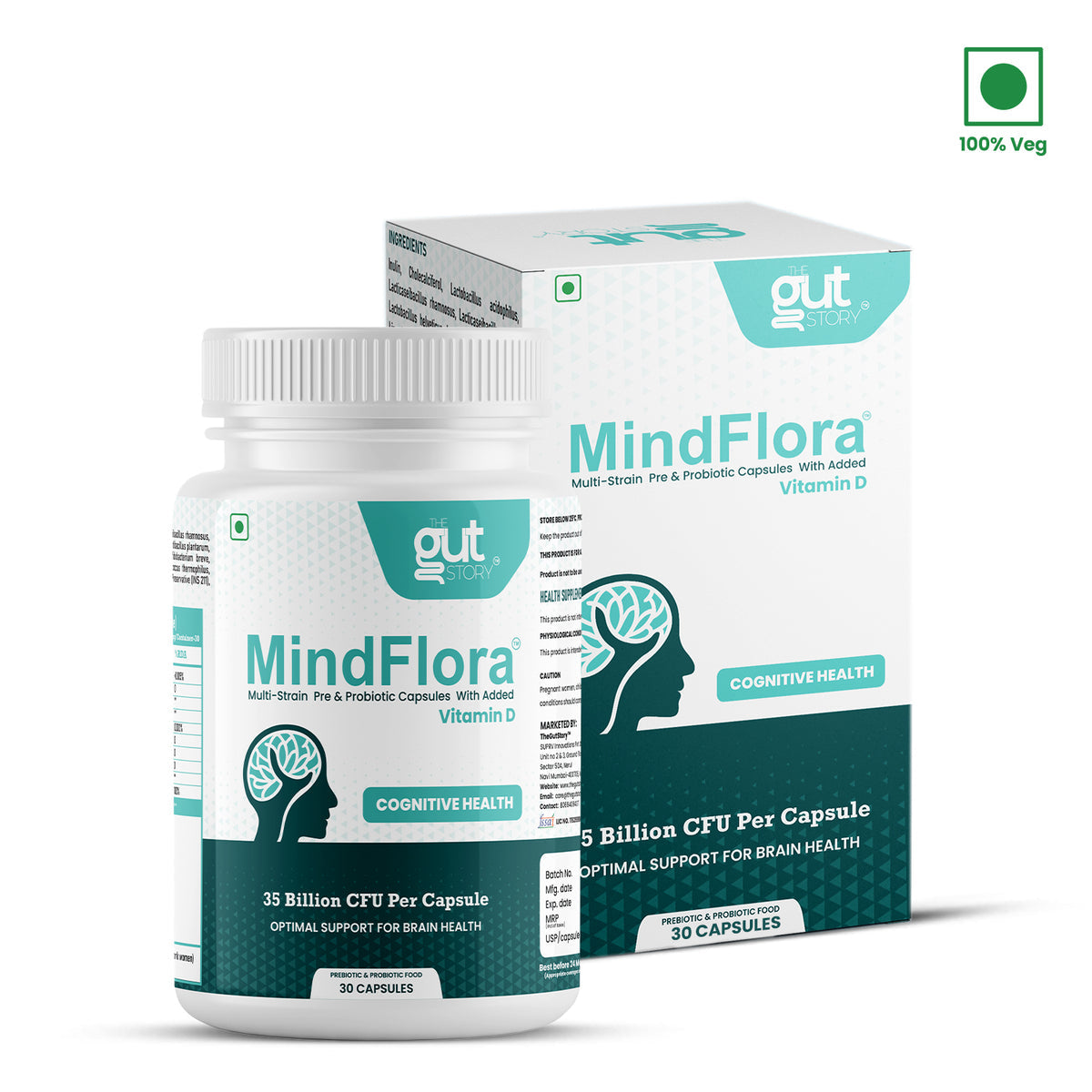 MINDFLORA® 3 EN 1 | PSICOBIÓTICO – Digestión, Hinchazón y Bienestar Intestinal